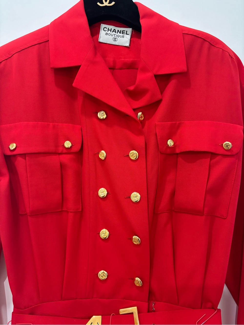 Authentic CHANEL Spring 1989 Karl Lagerfeld red belt dress vintage size 36 - Picture 6 of 13